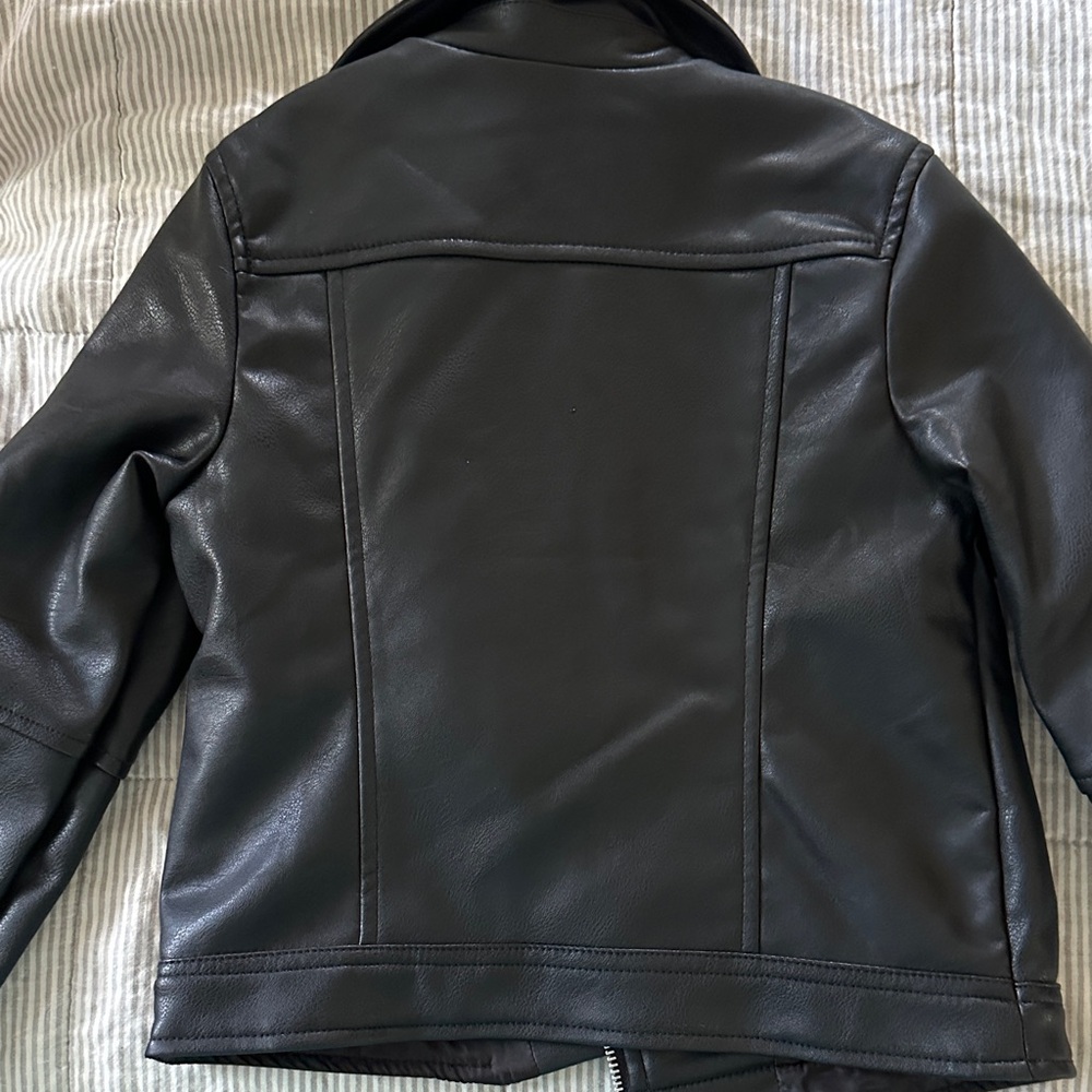 H&M Black Faux Leather Biker Jacket with Silver Hardware - Picture 6 of 8